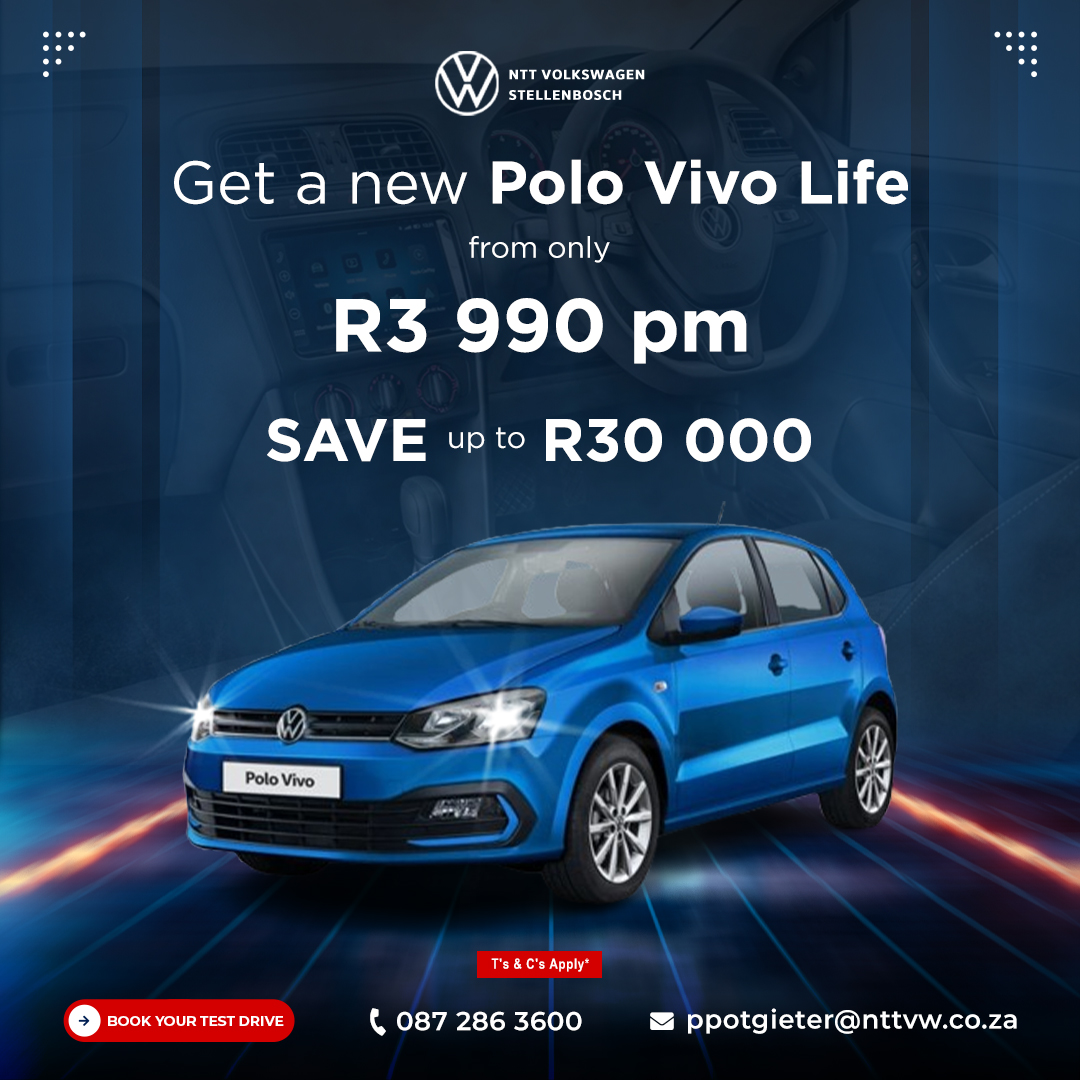 Get a new Polo Vivo Life from only R3 990 pm image from NTT Volkswagen